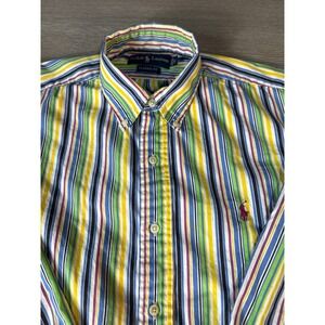 Ralph Lauren Classic Fit Striped Button Down Shirt Men Size M Purple Pony Logo